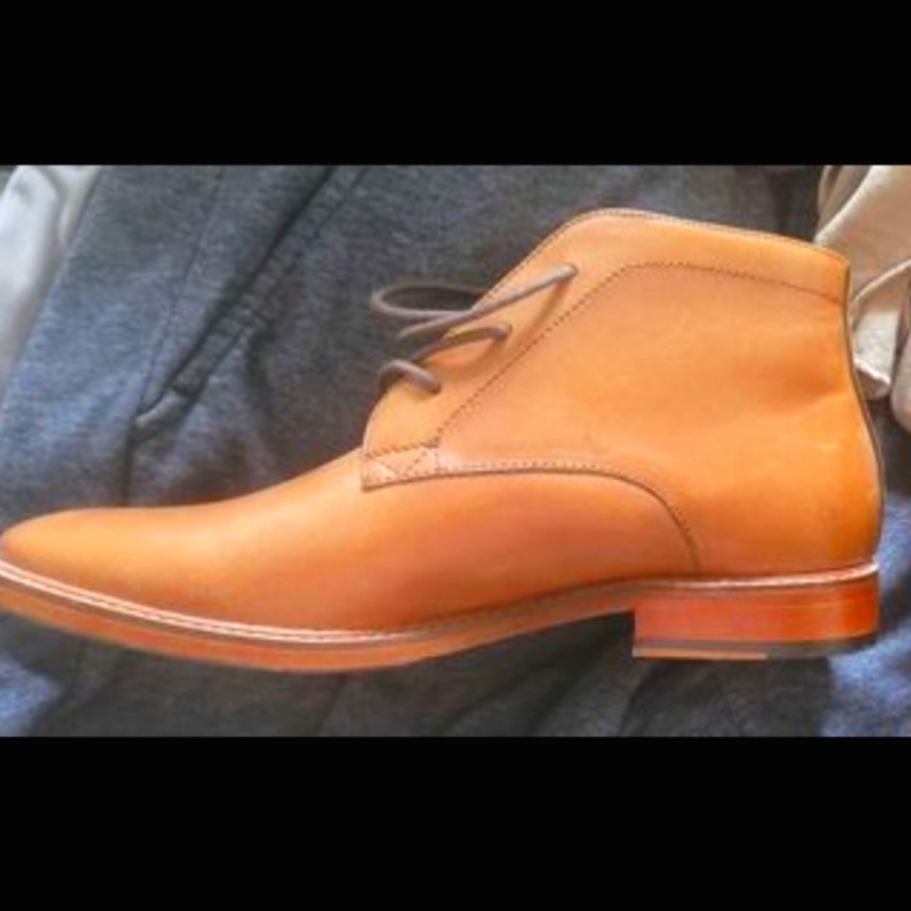 Brown leather boots